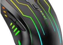 GK-XLI Gaming Mouse Wired, Lightweight Gaming Mice, Breathing RGB Plug Play High-Precision Adjustable 3200 DPI Ergonomic PC Gaming Mouse for Gamer, Wired Mouse for Laptop