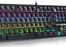 GTRACING Mechanical Keyboard, Wired Gaming Keyboard, Switch 104 Keys Rainbow Backlit Keyboard and 20 LED Lighting Effect for PC Computer Gamers (Silver)