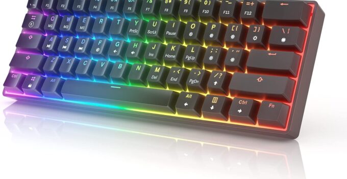 HK GAMING GK61 Mechanical Gaming Keyboard 60 Percent | 61 RGB Rainbow LED Backlit Programmable Keys | USB Wired | for Mac and Windows PC | Hotswap Gateron Optical Clear Switches | Black