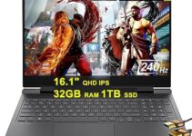 HP Victus 16 Gaming Laptop 16.1″ QHD IPS 240Hz AMD 8-Core Ryzen 7 7840HS >i7-12700H 32GB RAM 1TB SSD GeForce RTX 4060 8GB Graphic Backlit USB-C Fast Charging FHD Webcam Win11 Black + HDMI Cable