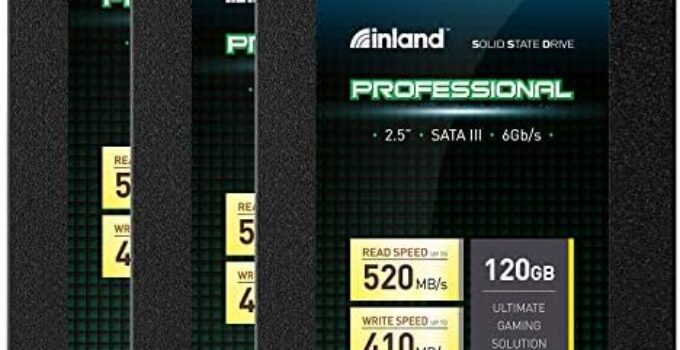 Inland Professional 3 Pack 120GB SSD 3D TLC NAND SATA III 6GB/s 2.5″ Internal Solid State Drive (3x120GB)