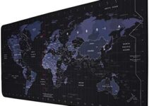 KINEEPLE Large Mouse Pad, Big Gaming Mouse Pad with Stitched Edges, Waterproof and Non-Slip Desk Mat, XXL Extended Keyboard Pad for Home Office Accessories (35.4×15.75×0.1 inch, World Map, Black)