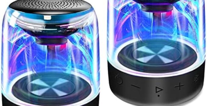 MEGATEK Dual Portable Bluetooth Speakers, Wireless Stereo Pairing, Vibrant LED Light Show, Loud Sound and Punchy Bass, IPX5 Waterproof, 12 Hours Playtime, Aux Input, Set of 2 for Home and Outdoor