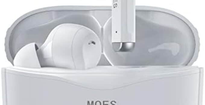 MQES Active Noise Cancelling Wireless Earbuds,in-Ear Headphones Bluetooth 5.2, Built-in 4mics Earphones,Touch Control, ANC and ENC, IPX5 Waterproof, 30H Playtime, for iPhone & Android (White)