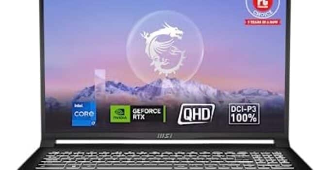 MSI Creator M16 16″ 60Hz QHD+ Content Creation Laptop: 13th Gen Intel Core i7, RTX 4060, 32GB DDR5, 1TB NVMe SSD, 180-Degree Lay-Flat, USB 3.2 Type C, HDMI, Win 11 Home: Black B13VF-453US