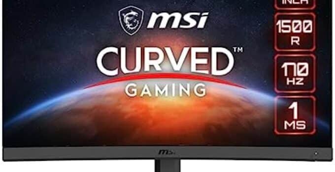 MSI Full HD Non-Glare 1ms 2560 x 1440 170Hz Refresh Rate 2K Resolution Free Sync 27″ Curved Gaming Monitor (Optix G27CQ4 E2) – Black