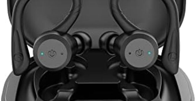 Mangohifi Bluetooth Headphones True Wireless Earbuds with Punchy Bass and Clear Sound Quality IPX7 Waterproof Built-in Mic in-Ear Headsets Bluetooth Earbud 5.3 Perfect for Sports and Daily Use Black