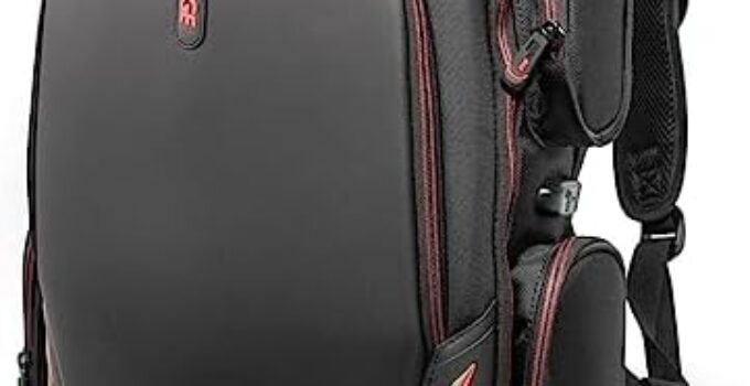Mobile Edge Core Gaming Laptop Backpack, Molded Front Panel, 17 – 18 Inch, External USB 3.0 Quick-Charge Port and Built-in Charging Cable ScanFast TSA Checkpoint Friendly Black w/Red Trim MECGBP1