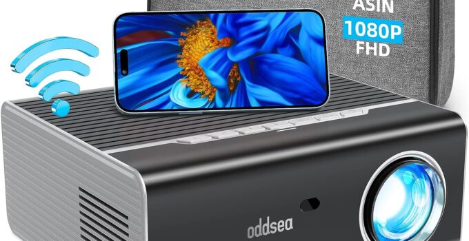 Oddsea Portable Projector with WiFi, Native 1080P Home Theater Projector, 210” Display 280 ANSI Outdoor Movie Projector Compatible with HDMI/USB, PC/Laptop, TV Stick, iOS/Android Phone