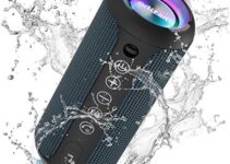 Ortizan Portable Bluetooth Speakers, IPX7 Waterproof Wireless Speaker with 24W Loud Stereo Sound, Outdoor Speaker with Bluetooth 5.3, Deep Bass, RGB Lights, Dual Pairing, 30H Playtime for Home, Party