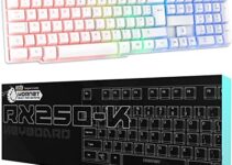 Orzly White Gaming Keyboard RGB USB Wired Rainbow Keyboard Designed for PC Gamers, PS4, PS5, Laptop, Xbox, Nintendo Switch, RX-250 Hornet Edition