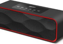 Portable Wireless Bluetooth Stereo Speaker with Powerful Sound 10W Acoustic Drivers Built-in Mic FM Radio Micro SD Card USB AUX-in Slot for Smartphone, PC, MP3 and More