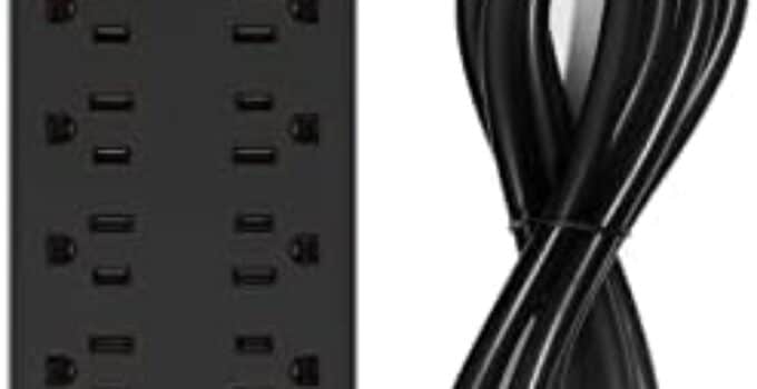 Power Strip – Addtam Surge Protector with 10 Outlets and 4 USB Ports, 6 Feet Extension Cord with Flat Plug, 2700 Joules, ETL Listed, Black