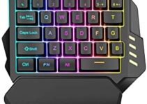RedThunder Wireless One-Handed Gaming Keyboard, 2.4Ghz RGB Backlit Mini Gaming Keypad, Rechargeable 2000mAh Battery for PC Gamer