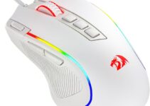 Redragon M612 Predator RGB Gaming Mouse, 8000 DPI Wired Optical Gamer Mouse with 11 Programmable Buttons & 5 Backlit Modes, Software Supports DIY Keybinds Rapid Fire Button, White