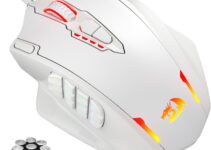 Redragon M908 Impact RGB LED MMO Gaming Mouse with 12 Side Buttons, Optical Wired Ergonomic Gamer Mouse with Max 12,400DPI, High Precision, 20 Programmable Macro Shortcuts, Comfort Grip, White