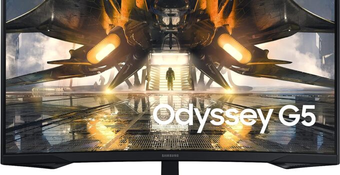 SAMSUNG 32" Odyssey G55A QHD 165Hz 1ms FreeSync Curved Gaming Monitor with HDR 10, Futuristic Design for Any Desktop (LS32AG550ENXZA) (Renewed)