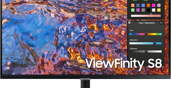 SAMSUNG ViewFinity S8 Series 32-Inch 4K UHD High Resolution Monitor, IPS Panel, 60Hz, Thunderbolt 4, HDR 10+, Built-in Speakers, Height Adjustable Stand (LS32B804PXNXGO),Black