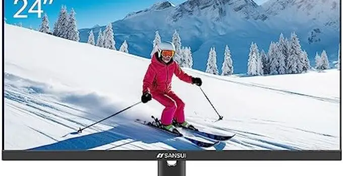 SANSUI Monitor 24 inch IPS FHD 1080P 75HZ HDR10 Computer Monitor with HDMI,VGA,DP Ports Frameless/Eye Care/Ergonomic Tilt/Speakers Built-in(ES-24X5A HDMI Cable Included)