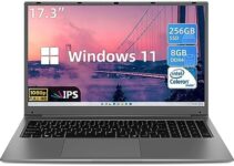 SGIN Laptop, 17″ Windows 11 IPS Full HD Laptops Computer, 8GB RAM 256GB SSD Notebook with Intel Celeron Quad-core Processor, Mini HDMI, Webcam, Wi-Fi, Expandable Storage 512GB TF