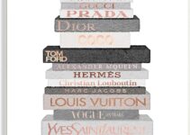 Stupell Industries Neutral Grey and Rose Gold Fashion Bookstack Wall Plaque, 10 x 15
