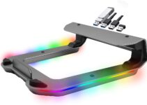 Tilted Nation RGB Gaming Laptop Stand with USB Ports – Sleek Laptop Riser with (4 USB 3.0 Ports and 10 RGB Modes) – Aluminum Laptop Stand for Desk That Improves Cooling and Posture