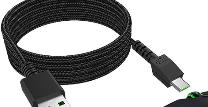 Toxaoii USB Braided Mouse Charging Cable Compatible with for Razer Naga Pro, DeathAdder V2 Pro, Basilisk, Viper Ultimate Wireless Gaming Mouse Charging Cord, Black