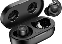 VRIFOZ T20 Wireless Earbuds, Bluetooth Earbuds for Sports, Drop-Safe Fit Design Stereo, Built in Mic IPX5 Waterproof Earphones, Headset Premium Deep Bass, Compatible with iPhone Android, Black