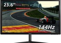 Wstirhy 24 inch 144hz Gaming Monitor, FHD PC Monitor LED 1920×1080, 1ms 144Hz, TN Panel, 99% sRGB, VESA, DisplayPort, HDMI, Black