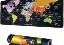 XGB World Map Extended Large Gaming Mouse Pad, 31.5×11.8 Inch Big XL Mousepad with Seamed Edges, Keyboard Pad, HD Printing, Non-Slip Rubber Base, Waterproof, Desk Mat Pad for Home, Office, Gaming