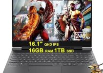 HP Victus 16 Gaming Laptop 16.1″ QHD IPS 240Hz AMD 8-Core Ryzen 7 7840HS >i7-12700H 16GB RAM 1TB SSD GeForce RTX 4060 8GB Graphic Backlit USB-C Fast Charging FHD Webcam Win11 Black + HDMI Cable