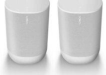 Sonos Move – Battery-Powered Smart Wi-Fi and Bluetooth Speaker with Alexa Built-in – Lunar White (2-Pack)