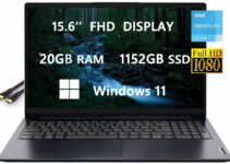 2023 Newest Upgraded IdeaPad 1i Laptops for Student & Business by Lenovo, 15.6” FHD Computer, Intel 4-Core CPU, 20GB RAM, 1152GB(128GB+1TB)SSD, Wi-Fi, HDMI, Windows 11, Long Battery Life, ROKC Bundle