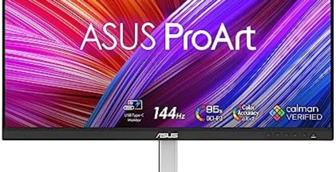 ASUS ProArt Display 27” 1440P Professional Monitor (PA278CGV) – IPS, QHD (2560 x 1440), 144Hz, 95% DCI-P3, ΔE < 2, Calman Verified, USB-C PD 90W, FreeSync Premium, DisplayHDR 400, Height Adjustable