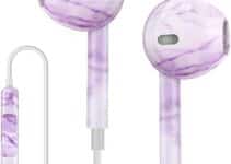 Aolcev Wired Earbuds for iPhone Earphones with A Multi-Function Button for Full Control in-Ear Headphones with Mic Compatible with iPhone 14 / Plus/Pro/Pro max and Most iOS Devices, Purple