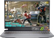 Dell G15 Gaming Laptop | 15.6″ FHD 120Hz Anti-Glare Display | AMD 6-Core Ryzen 5 6600H Processor (>i7-11370H) | 16GB DDR5 1TB SSD | GeForce RTX 3050 4GB Graphics | Backlit HDMI USB-C Win11 Silver