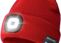 GAFres Unisex Bluetooth Beanie with Headlight,Upgraded Musical Knitted Cap with Headphone & Mic,Gifts for Men Women