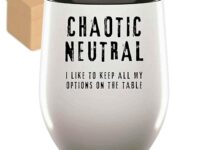 Gamer Gift, Ideal For Nephew’s Graduation – Chaotic Neutral Funny Rpg Rts Card Gaming, Large 12oz Wine Tumbler Cup