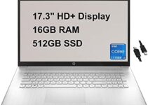 HP 17 Business Laptop Computer 17.3″ HD+ Display 11th Gen Intel Core i3-1115G4 (Beats i5-8265U) 16GB RAM 512GB SSD USB-C Webcam Win10 Silver + HDMI Cable