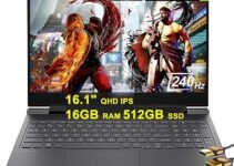 HP Victus 16 Gaming Laptop 16.1″ QHD IPS 240Hz AMD 8-Core Ryzen 7 7840HS >i7-12700H 16GB RAM 512GB SSD GeForce RTX 4060 8GB Graphic Backlit USB-C Fast Charging FHD Webcam Win11 Black + HDMI Cable