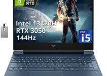 HP Victus Gaming Laptop, 15.6” FHD 144Hz IPS Display, Intel Core i5-13420H, NVIDIA GeForce RTX 3050, 32GB RAM, 1TB PCIe SSD, Backlit Keyboard, Wi-Fi 6, HD Camera, Win 11 Pro, Blue, 32GB USB Card