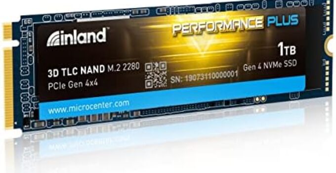 INLAND 1TB Performance Plus NVMe Internal Gaming SSD Solid State Drive Optimized for PS5 – Gen4 PCIe, M.2 2280, DRAM Cache, TLC 3D NAND Flash, Up to 7000MB/s