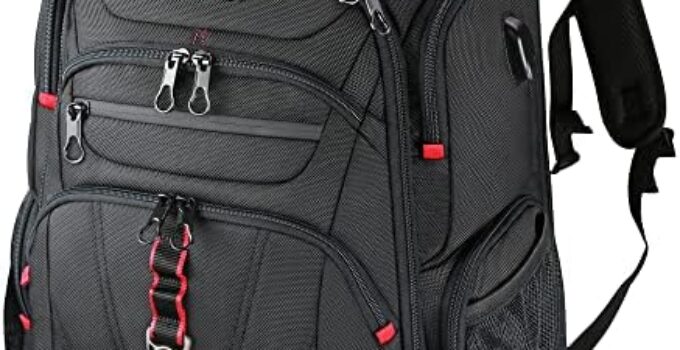 KROSER TSA Friendly Travel Laptop Backpack 17.3 inch XL Computer Backpack Water-Repellent College Daypack Business Backpack with RFID Pockets & USB Port for Men/Women-Black