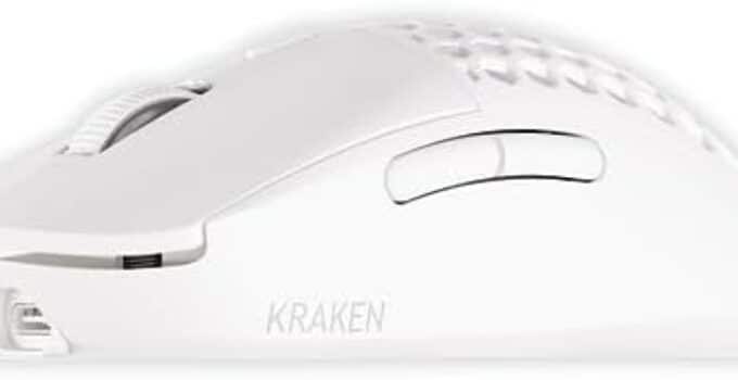 Kraken AERO – Superlight Wireless Gaming Mouse, Ultra-Lightweight, Dual-Mode (2.4Ghz + Wired) Symmetrical, 2600 DPI, PAW3395 Compatible with PC/MAC (White)