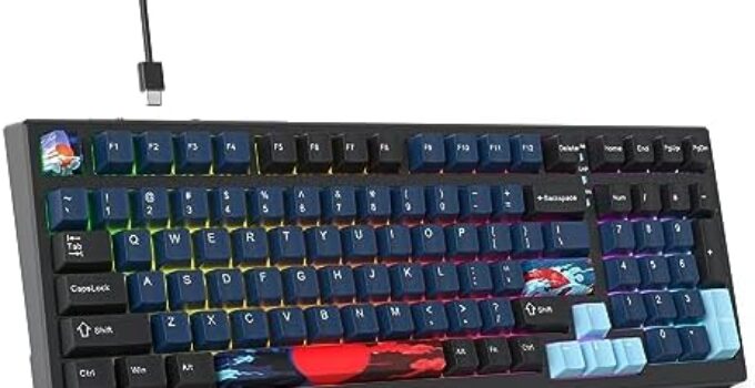 Owpkeenthy 96 Gaming Keyboard Gasket Mounted,100% Full Size Mechanical Keyboard Hot Swappable with Sound Absorbing Foam Pre-lubed Linear Switch South-Facing RGB Backlit for PC Laptop (Deep Sea)