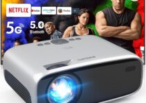 PHILIPS Android TV Projector with Apps and 5G WiFi Bluetooth – Smart Projector Built-in Netflix, YouTube, Outdoor Movie Projector 4D 4P Keystone, Zoom, Compatible w/ iOS/Android/Xbox/PS4/TV Stick/HDMI