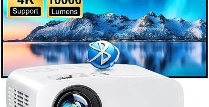 Projector with WiFi and Bluetooth, Native 1080P Music Projector,10000L Portable Outdoor Projector Support 4K Home Theater,300″ Projection Display Projector Compatible with HDMI/iOS & Android/PC