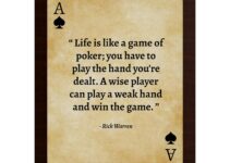 Rick Warren Quotes Wall Art- “Life is Like a Game of Poker”- 8 x 10" Typographic Wall Print-Ready to Frame. Retro Home-Office-School-Man Cave Décor. Perfect Gift for Motivation & Inspiration.