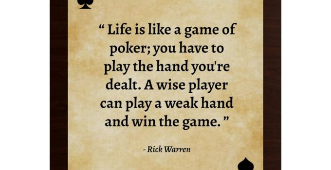Rick Warren Quotes Wall Art- “Life is Like a Game of Poker”- 8 x 10" Typographic Wall Print-Ready to Frame. Retro Home-Office-School-Man Cave Décor. Perfect Gift for Motivation & Inspiration.