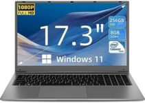 SGIN 17 Inch Laptop, Windows 11 Laptop with Intel Core Quad-Core Processor(Up to 2.8GHz), 8GB DDR4 RAM, 256GB SSD, 17.3″ 1920 x 1080 FHD IPS Display, Webcam, Mini HDMI, USB Type-C,2.4/5G WiFi